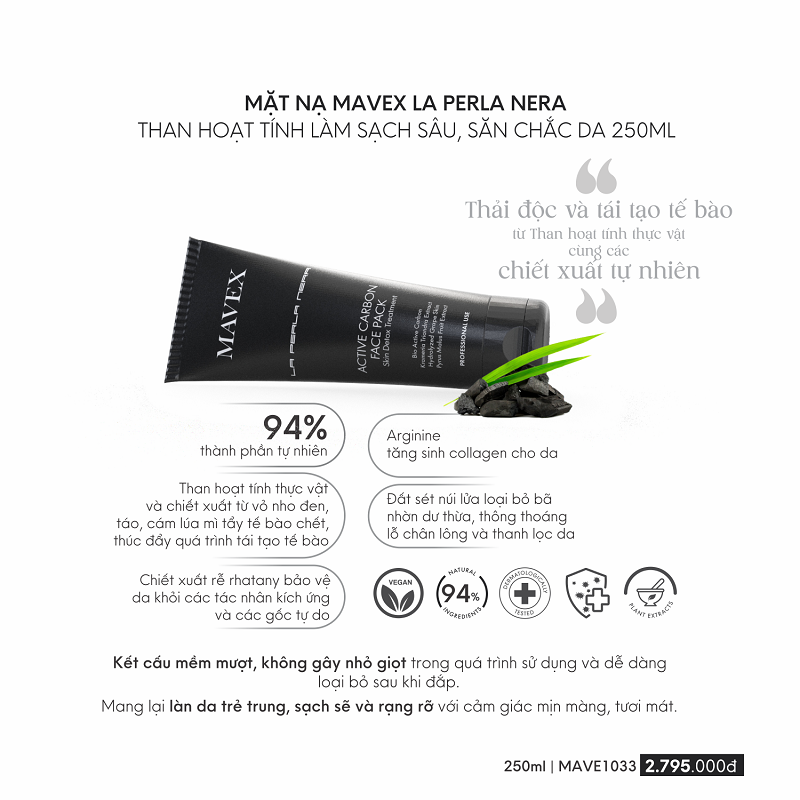 Bộ sản phẩm Mavex La Perla Nera làm sạch sâu, thải độc và săn chắc da 2