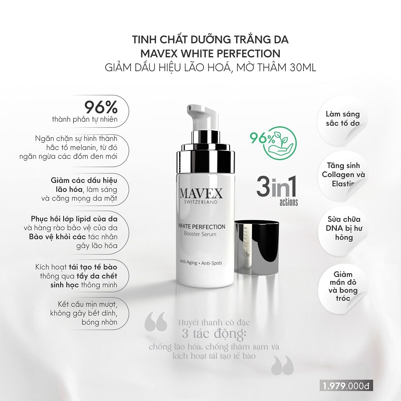 Bộ sản phẩm Mavex White Perfection giảm dấu hiệu lão hoá, mờ thâm 2