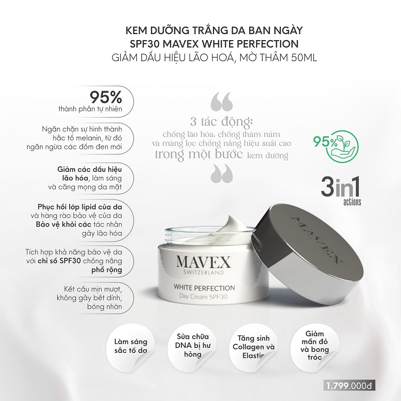 Bộ sản phẩm Mavex White Perfection giảm dấu hiệu lão hoá, mờ thâm 3